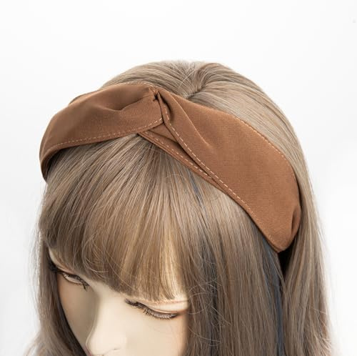 axy Haarreif mit raffinierten Knoten und zweilagig Stoff bezogen - Wunderschön Damen Stirnband Haarschmuck Haarreifen HRD5 (Braun)