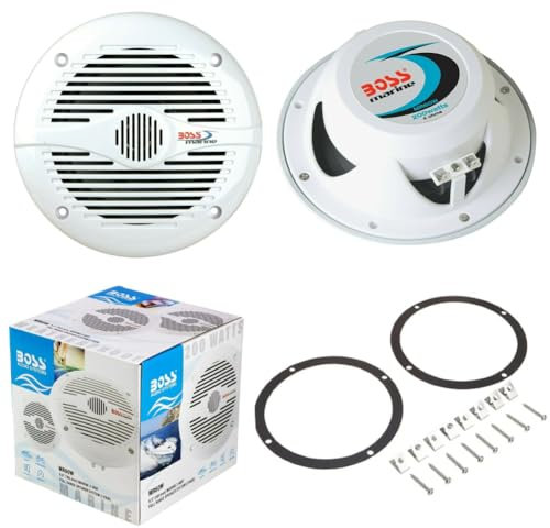 Kit Set para Boss Audio Systems MR60W 2 Altavoces Marinos de 2 vías 6,5 16,5 cm 165 mm 100 vatios rms 200 vatios máximo Impermeable mar Piscina Barco, por par + Juntas y Tornillos