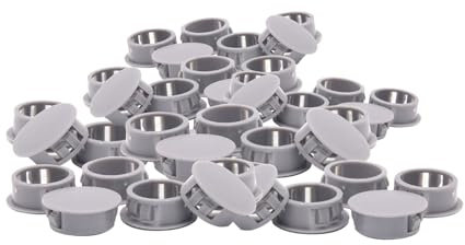 Lot de 100 bouchons en plastique gris de 18 mm, capuchons de trou pour trous de vis, meubles, machines, armoires