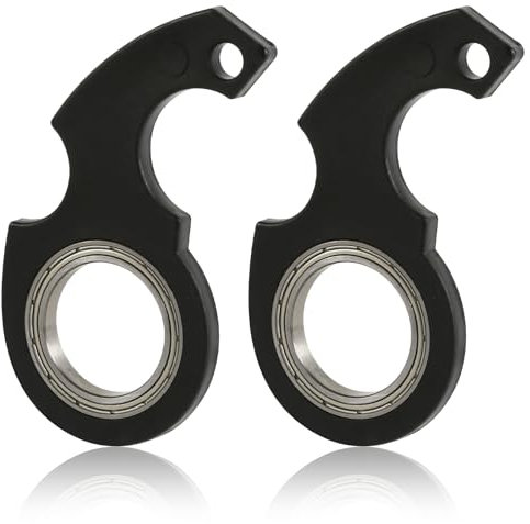 2stk Schlüsselanhänger-Spinner, Fidget-Spielzeug Tragbarer Schlüsselanhänger-Spinner Metall-Finger-Schlüsselanhänger Lustiges Schlüsselhalter-Spielzeug für Erwachsene Männer Kinder (Schwarz)
