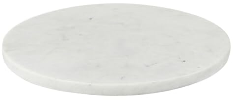 Vision4ever 1Pcs Round Marble Food Chopping Board Bread Serving Platter Worktop Kitchen for Meat, Fish & Vegetables, Large Chopping Board (White)
