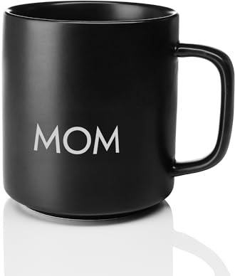 Giftandprint Tasse Schwarz Mom mit Henkel, Geschenke für Mama Muttertag Beste Mama Geschenk Tasse mit Spruch Kaffeebecher mit Henkel, minimalistische Kaffeebecher, Keramik,250 ml