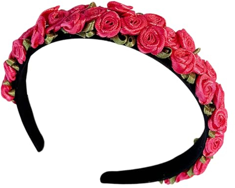 scicent Haarreifen Rose Stirnband Modisches Haarband Mexikanischer Blumenkrone Haarbänder Party-Kostüm und Halloween Kopfschmuck (Rosenrot) - 16311