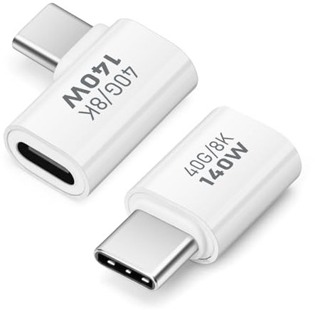 AIYEEN USB C Adapter 40Gbps, USB C Male to Type C Female Right Angle Adapter USB 4.0 Type C Data Transfer Connector Compatible for iPhone 15, Samsung, MacBook (Mix)