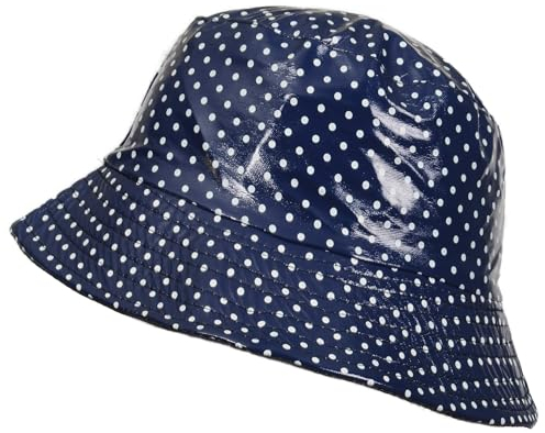Toutacoo, Regenhut Vinyl Wasserdicht (03-Marineblau gepunktet, Small)