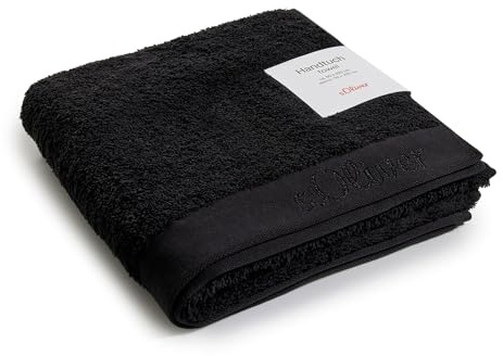 s.Oliver Handtuch 50x100 cm - 100% Baumwolle, 600 g/m², weich & saugstark, Handtücher schwarz