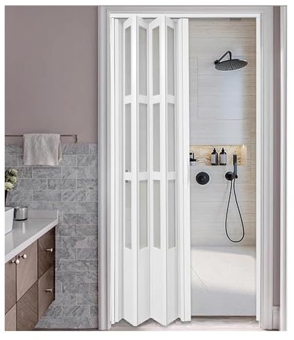 HDYZJQ falttüren schiebetür Mehrfach-Schiebetür aus mattiertem Acryl, Ziehharmonika-Falttüren für Badezimmer-Duschkabinen, 80 90 100 200 cm Sichtschutzwand, Trennwand(70cmx100cm(27inx39in))