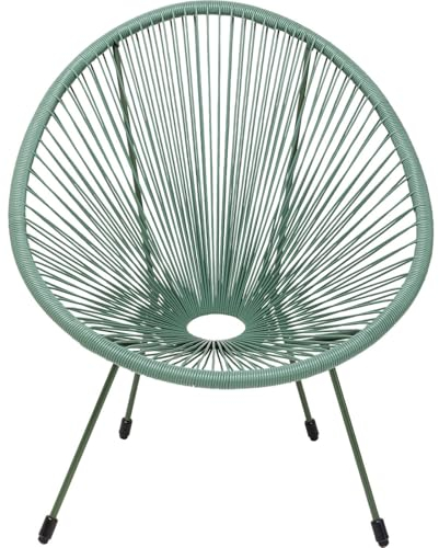 Kare Design Sessel Acapulco Mono, Grün, Indoor und Outdoor Stuhl im Retro-Design, Gartenstuhl, Relaxsessel für Balkon, Garten, Terrasse, Grünes Stahlgestell, 85x73x78 cm (H/B/T)