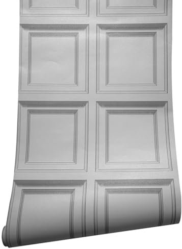 Tarwanear Grey Embossed Tartan Wallpaper 3D Effect Retro Wooden Panelling Wallpaper Roll Feature Wall Home Faux Wood Panel Wainscot Board Panel Wall Paper for Living Room Bedroom Office