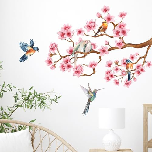 astylishome Wandtattoo Flur Blumen Wandsticker Blüten Wandaufkleber für Windows Tür Möbel Wohnzimmer Schlafzimmer Kinderzimmer Babyzimmer Wanddeko 1420