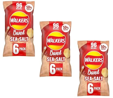 Walkers Baked Sea Salt Crisps (3 PACK) 6 x 22g | By Ideaonic