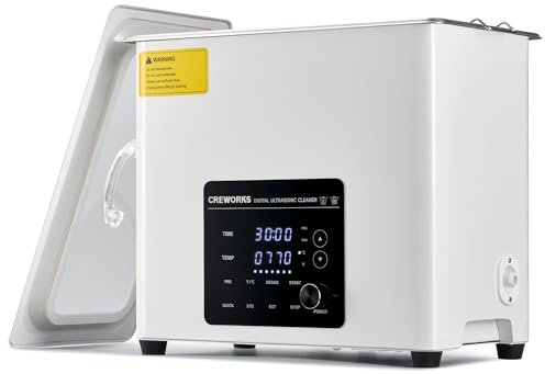 CREWORKS 6L Digital Ultrasonic Cleaner, 180W Quiet Ultrasonic Cleaning Machine with Degas Mode and 7 Oscillation Levels, Professional Ultrasound Cleaner with 3 Modes 300W Heater & Timer for Home Use