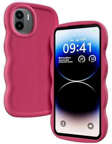 XINYEXIN Coque pour Xiaomi Redmi A2 4G / Redmi A1 4G, Étui Housse Vague Cadre Forme Bouclée Mignon Liquide Silicone Antichoc - Rouge