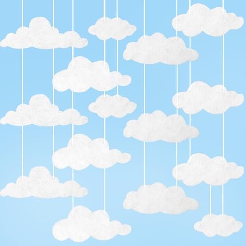 16 Stück Gefälschte Wolken für Decke Wolke Hängende Dekorationen Künstliche Requisiten 3D Weiß für Kinderzimmer Babytaufe Party Baby Zimmer Deko Hochzeit Bühnendekor