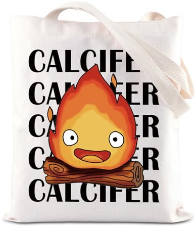 BAUNA Calcifer Movie Merchandise Inspired Tote Bag Fire Demon Lovers Canvas Bag Flame Gift Japanese Anime Character Gift For Fans