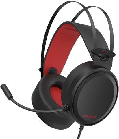NUBWO Gaming headsets PS4 N7 Stereo Xbox Headset Wired PC Gaming Headphones with Noise Canceling Mic, Over Ear Gaming Headphones for PC/MAC/PS4/PS5/NS/Xbox 1 (Adapter Not Included) -Red