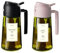 TrendPlain Pulverizador Aceite Spray 470ml - 2 en 1 Spray Aceite Cocina y Dispensadora con Etiquetas y Protección contra la Luz para Freidora de Aire, Ensaladas y Vinagre - Negro y Melocotón