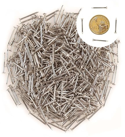 newlng 500pcs Small Nail Round Head Tiny Nails String Art Nails Hand-Made Hardware Accessories Fasteners Mini Nail 1.5mm X 20mm/0.06X0.8(DXL) Silver