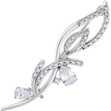 Broche en argent 925 avec zircone en forme de fleur, 4 cm, Argent 925