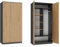 BDW Kleiderschränk 2 Türen, 6 Einlegeböden, Kleiderständer, Mehrzweckschrank, Schubladenschrank, Garderobenschrank für Schlafzimmer, Wohnräume, 180x90x50cm, (Anthrazit/Artisan-Eiche)