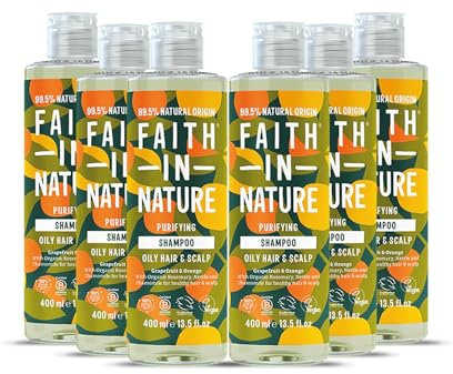 Faith in Nature Invigorating Grapefruit & Orange Shampoo for Normal/Oily Hair. Vegan and Cruelty Free, No SLS or Parabens, 6 x 400ml