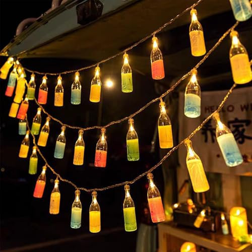 ENLACE LED Lichterkette mit Flaschendesign, 1,5M 10 LED Weinflaschen-Lichterkette Batteriebetriebene, Sommer Lichterkette Dekor für Bar, Party, Hochzeit, Garten, Bistros, Innen und Außen