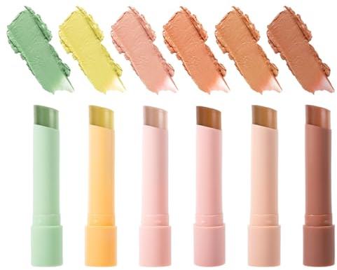 Concealer Pen, Face Cover Stick, 6 Color Facial Contour and Highlight Set, Lightweight Long-Lasting Neutralizer, Hides Blemishes and Dark Circles for All-Day Wear, 4 g je 6 Stück