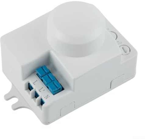 Détecteur de mouvement d'éclairage avec capteur à micro-ondes, angle de détection de 360 degrés et réglage de l'heure réglable Protection IP20 pour lampes à incandescence et à économie d'énergie