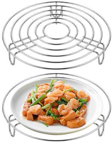2 Piezas Soporte de Rejilla para Vapor, 20cm Estante Inoxidable Vapor | Rejillas de Enfriamiento de Cocción Redondas Rejilla, para Enfriar, Cocer Vapors, Hornear