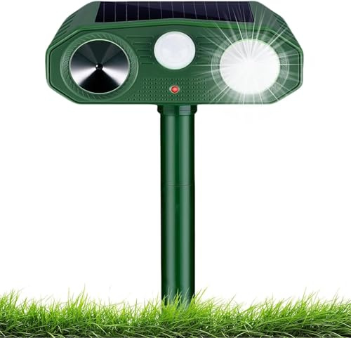 Repelente ultrasónico para gatos, disuasorio de gatos, alimentado por energía solar y USB, con sensor de movimiento PIR y luz intermitente, 3 modos, impermeable, repelente de animales salvajes para