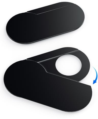 imluckies Rotating Webcam Cover [2-Pack], 0.5mm Ultra-Thin Metal Privacy Cover for Laptop, MacBook, iMac, PC, iPad and iPhone, Black
