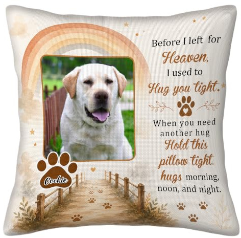 JeathFea Personalisiertes Gedenkkissen für Hunde, Personalisiertes Kissen mit Foto Und Namen Ihres Hundes, Katze Hund Gedenkgeschenke, Beileidsgeschenk bei Haustierverlust (2)
