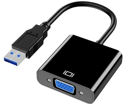Adaptador USB VGA 1080P convertidor de pantalla para ordenador portátil, escritorio, proyector, transmisión de vídeo, color negro, 23 x 3,6 x 2 cm