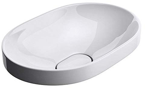 Durovin Bathrooms Semi Recessed Ceramic Basin - Self Rimming Inset Sink - Oval Without Overflow Slot - Concealed Waste - 600 x 400mm (WXD)