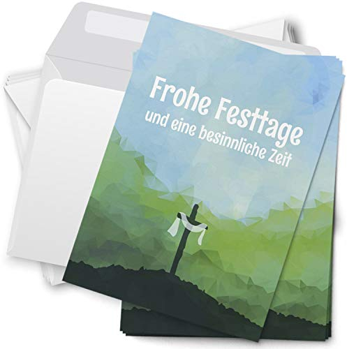 Einladungskarten Manufaktur Hamburg 10 Postkarten zu Ostern mit Umschlägen im Set - Osterkarten modern Ostern als Fest der Kirche Osterpostkarten