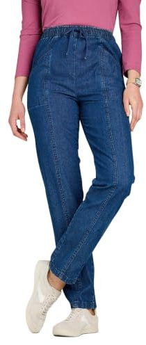 Amber Ladies Elasticated Waist Pull On Jean 100% Cotton | Soft Fabric High Waisted Jeans for Women with Adjustable Drawstring & Two Deep Pockets