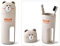 Travel Toothbrush holder and toothbrush Set，Bear Portable Business Wash Cup Holder (Beige)