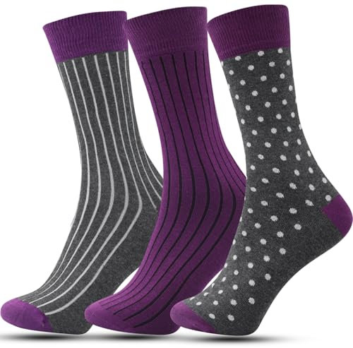 Mysocks 3 paia Calf Calzini Multi Design Viola Antracite