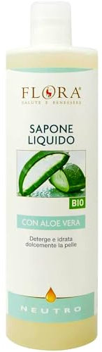 FLORA Sapone Liquido Neutro BIO‑BDIH 1 L – Senza Profumo, pH Neutro con Aloe Vera • Glicerina, Tensioattivi Vegetali da Cocco & Zuccheri, Base Personalizzabile per Mani • Corpo, Pelli Sensibili
