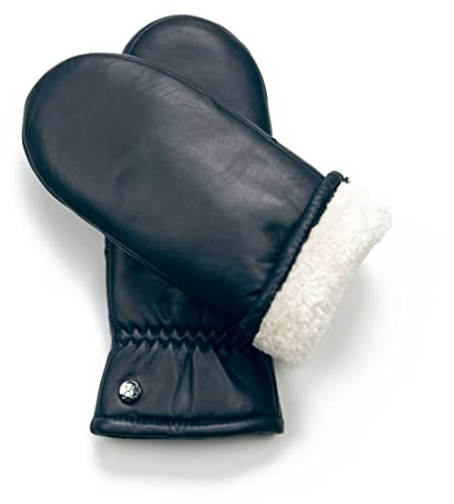 Hand Gewand by Weikert Fäustlinge aus reinem Merino Lammfell und robustem Lammnappa Leder, Touchscreen, Damen, Lammfellfäustlinge, Lammfell Handschuhe, warme Lederhandschuhe