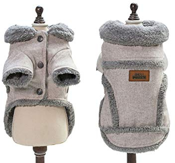 Tineer Hund Herbst Winter Bekleidung Kühle warme Tuch Britische Art Weste Gemütliche Jacke Mäntel mit Pelzkragen Kleine mittelgroße Hunde (L, Brown)