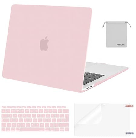 MOSISO Compatible with MacBook Air 13 inch Case M1 2021 2020 2019 2018, Hard Shell for MacBook Air M1 Case 13.3 inch A2337 A2179 A1932 & Keyboard Cover & Screen Film & Storage Bag, Rose Quartz