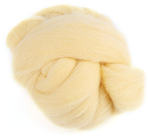 Hztyyier 55g Filzwolle, Wolle Roving Schurwolle Garn Roving Märchenwolle Superweiche Hand Spinnen DIY Handwerk Materialien(Cream)