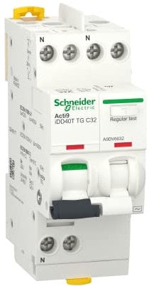 Schneider Electric - Acti9 iDD40T - disjoncteur différentiel tête de groupe - 1P+N C 32A 6kA 300mA AC - A9DV6632
