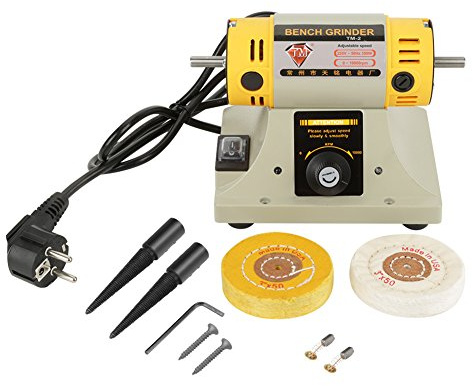 220V 350W Gioielli Pietra Gemma Lucidatrice Set di Lucidatura Panca multifunzionale Macchina di lucidatura del metallo Con Piedi In Gomma Anti Vibrazione per Pietra Gioielli Motore (EU Plug)