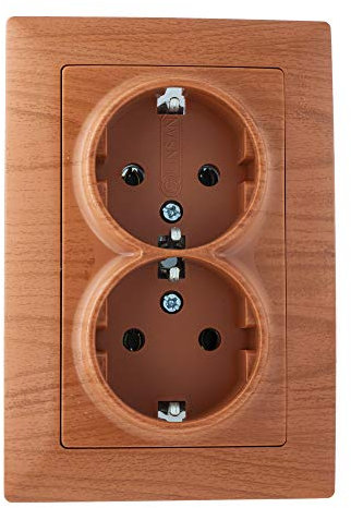 Unterputz STECKDOSE Schutzkontakt 2-fach-Steckdosenleiste schuko kombi Eichen Holz dunkel