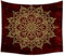 Kihomedy Tapisserie Wandbehang, Rotgold Mandala Yoga Wandtuch Rotes Gold Wasserdicht Wandteppich Deko Tuch Wandtuch Wandbehang Größe 150X170Cm
