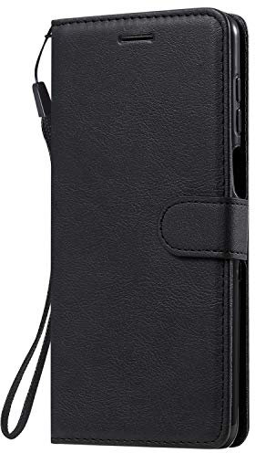 DENDICO Coque pour Xiaomi Redmi Note 9 Pro/Redmi Note 9S, PU en Cuir Coque Portefeuille Étui Housse, Design Classique TPU Coque pour Xiaomi Redmi Note 9 Pro/Redmi Note 9S - Noir
