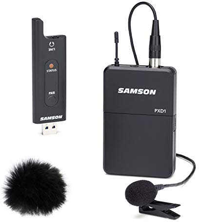 Samson XPD2 USB Wireless System mit Lavalier-Mikrofon + keepdrum WS05 Fell-Windschutz