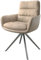 Polsterstuhl Abelia-Flex mit Armlehnen Kreuzgestell kantig Edelstahl Mikrofaser Beige Vintage